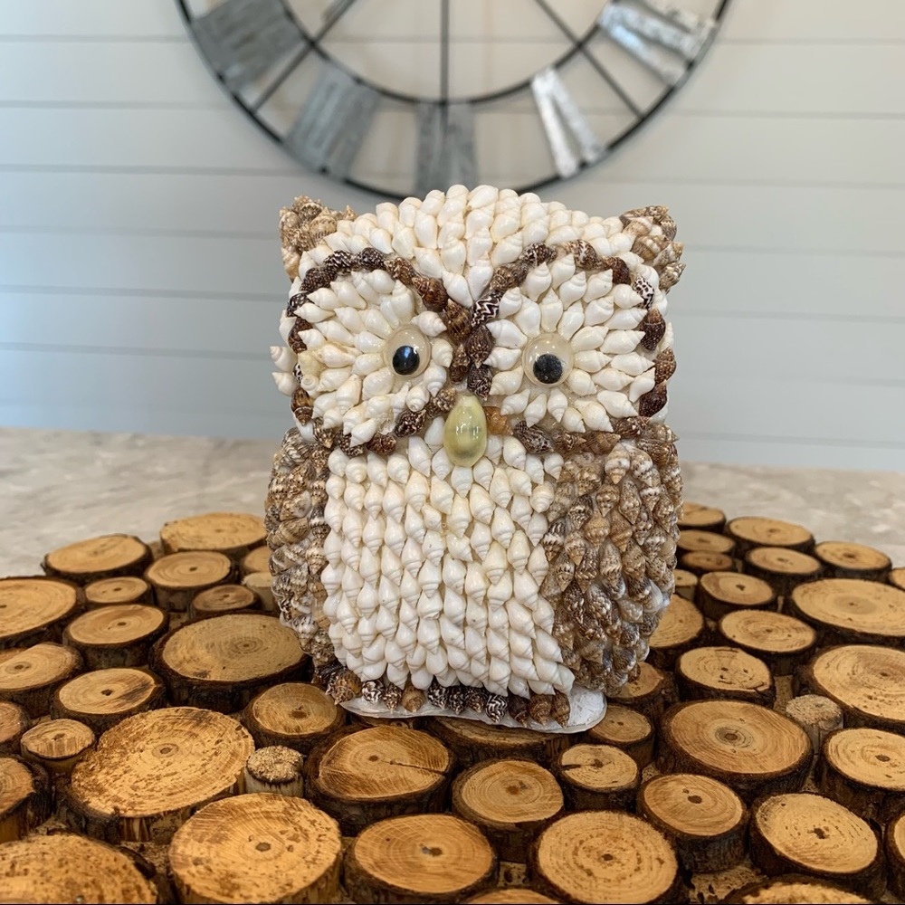 Vintage Shell Covered Owl Coin Bank - Picture 2 of 5